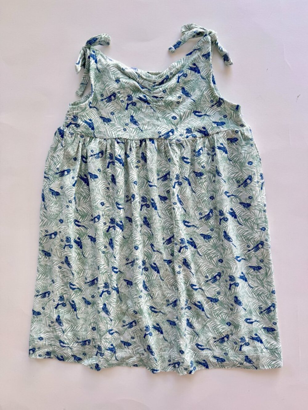 Kate Quinn Blue Bird Print Tie Strap Dress 18-24m